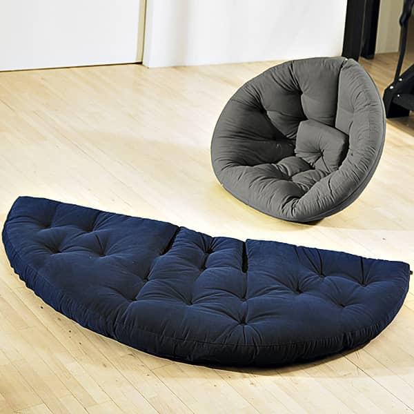 NEST, lounge the day, Futon at night: NEST is practical and so comfortable NEST (adultes size) : choose the armchair color and button color - 737 - Navy